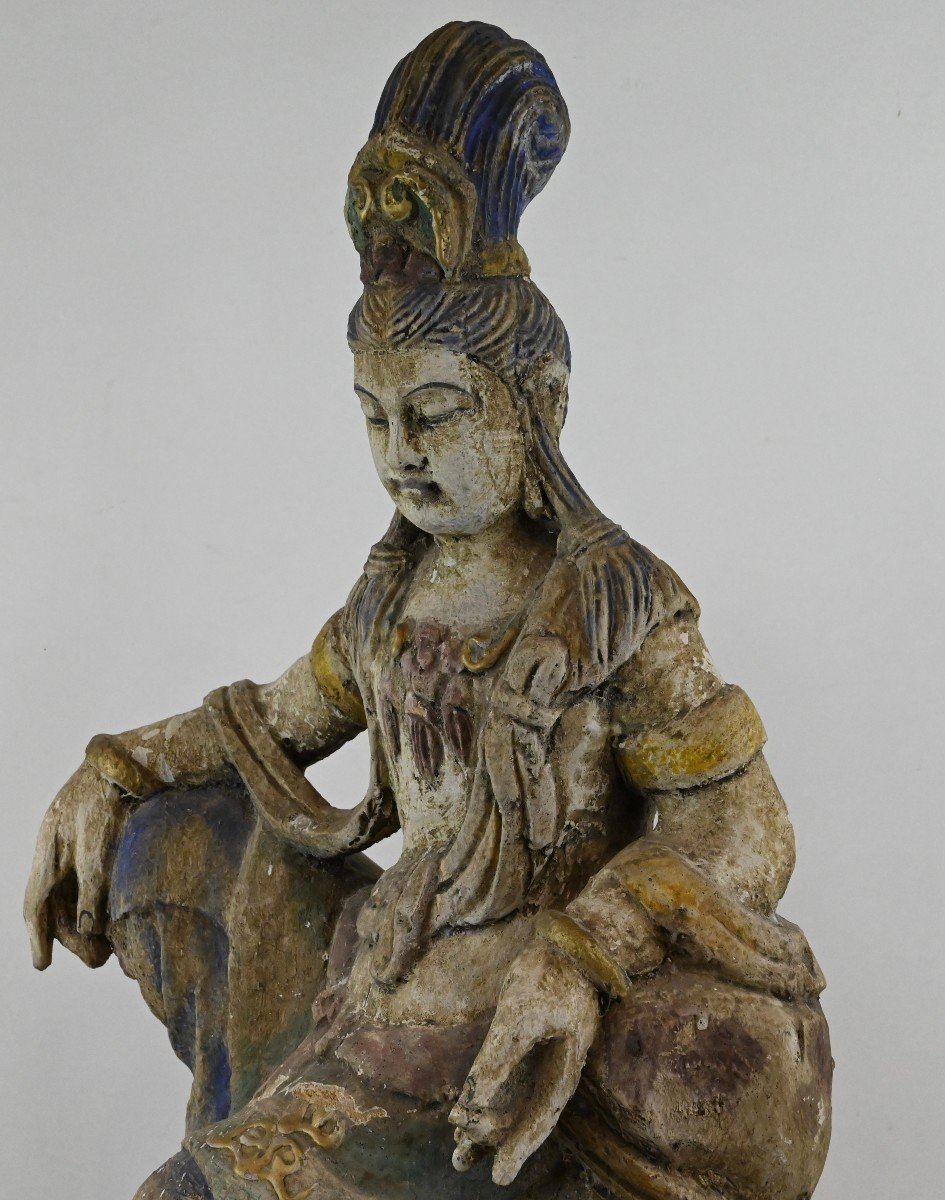 Guanyn - Polychrome Wood Sculpture - China 19th Century-photo-1